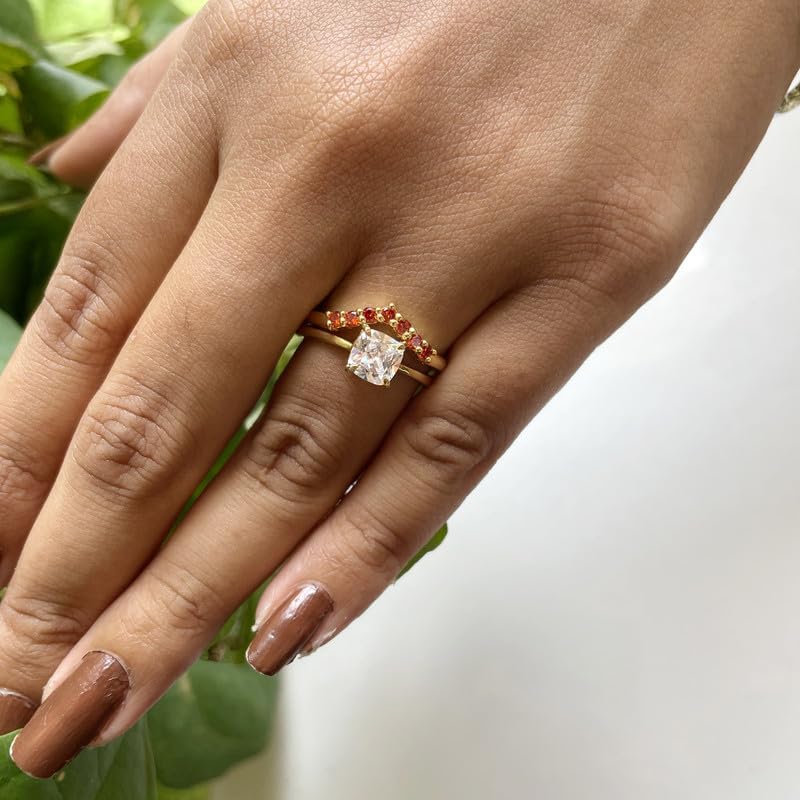Garnet Chevron V Shape Wedding Band For Women, 14k Gold Finish Round Cut January Birthstone Garnet Contour Anniversary Matching Band, Ladies V Shape Ring