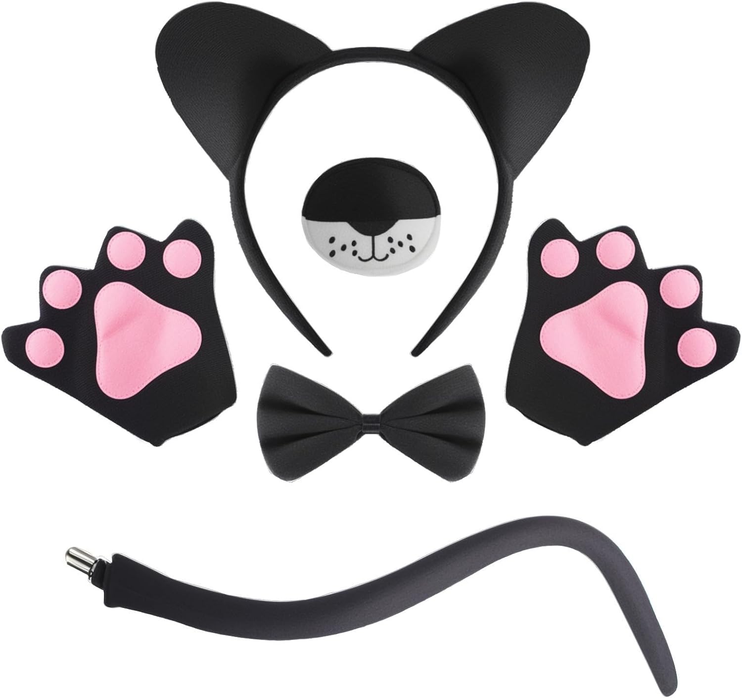 Halloween Cat Costume Tiger Wolf Donkey Lion Panther Cosplay Accessories Ear and Tail Decoration Set Costumes Black Cat