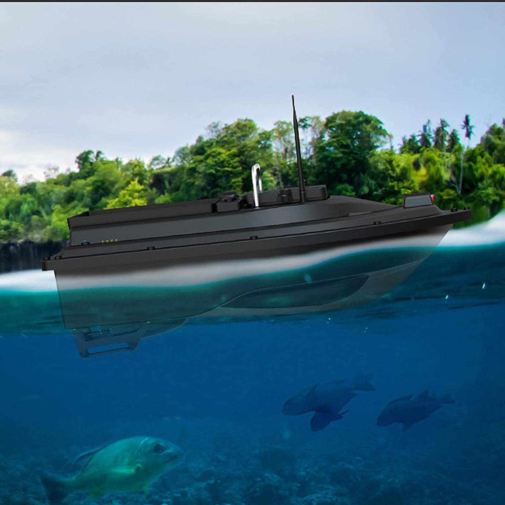 Barca Esca Telecomandata, Barchino Carpfishing Intelligente di GPS, 500M Barca Dell'esca da Pesca Telecomandata - Batteria 5200/9600 mAh Opzionale, Un Ritorno Chiave