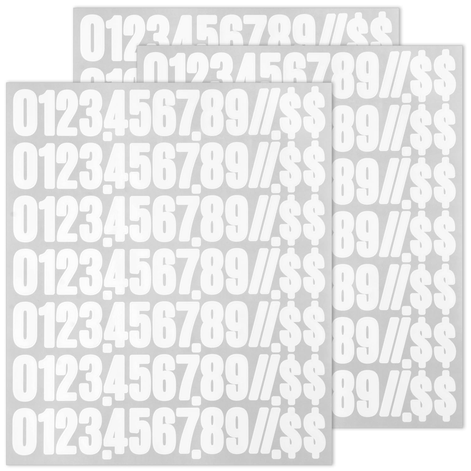 数字 シール 大きい 防水 ステッカー ナンバー 番号シール 大きめ ブラック ホワイト (白, 1インチ)