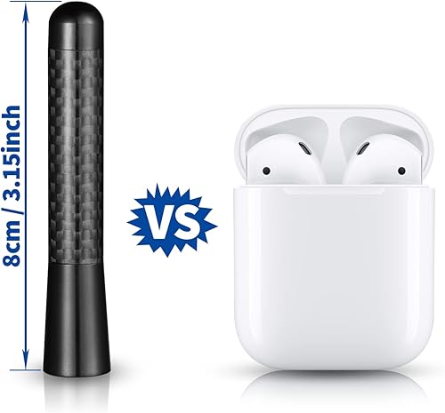 Miniatura 3 de Bingfu Mini antena de coche montaje en techo de fibra de carbono de 3.2 pulgadas de repuesto de antena de coche compatible con Toyota Honda,