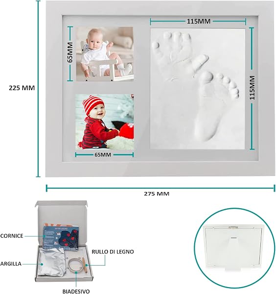 5th Generation Baby Footprint Frame – Soft Clay Hand and Foot Print Kit – Gift for Babies with Table and Wall Photo Frame - 4