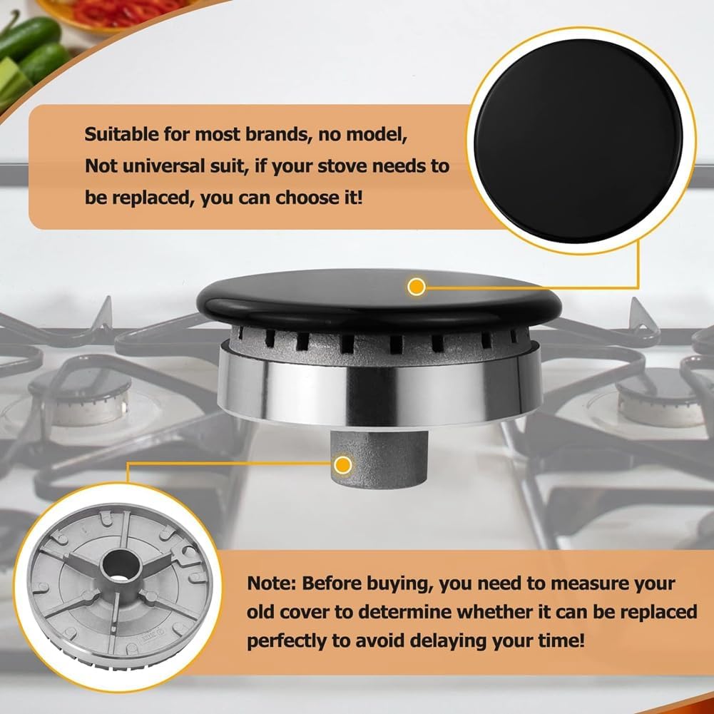 8 PCS Cooker Hat Set Oven Gas Hob Burner Crown Flame Cap Replacement Parts Accessories Kit Fits Most Gas Stove Burners/2466