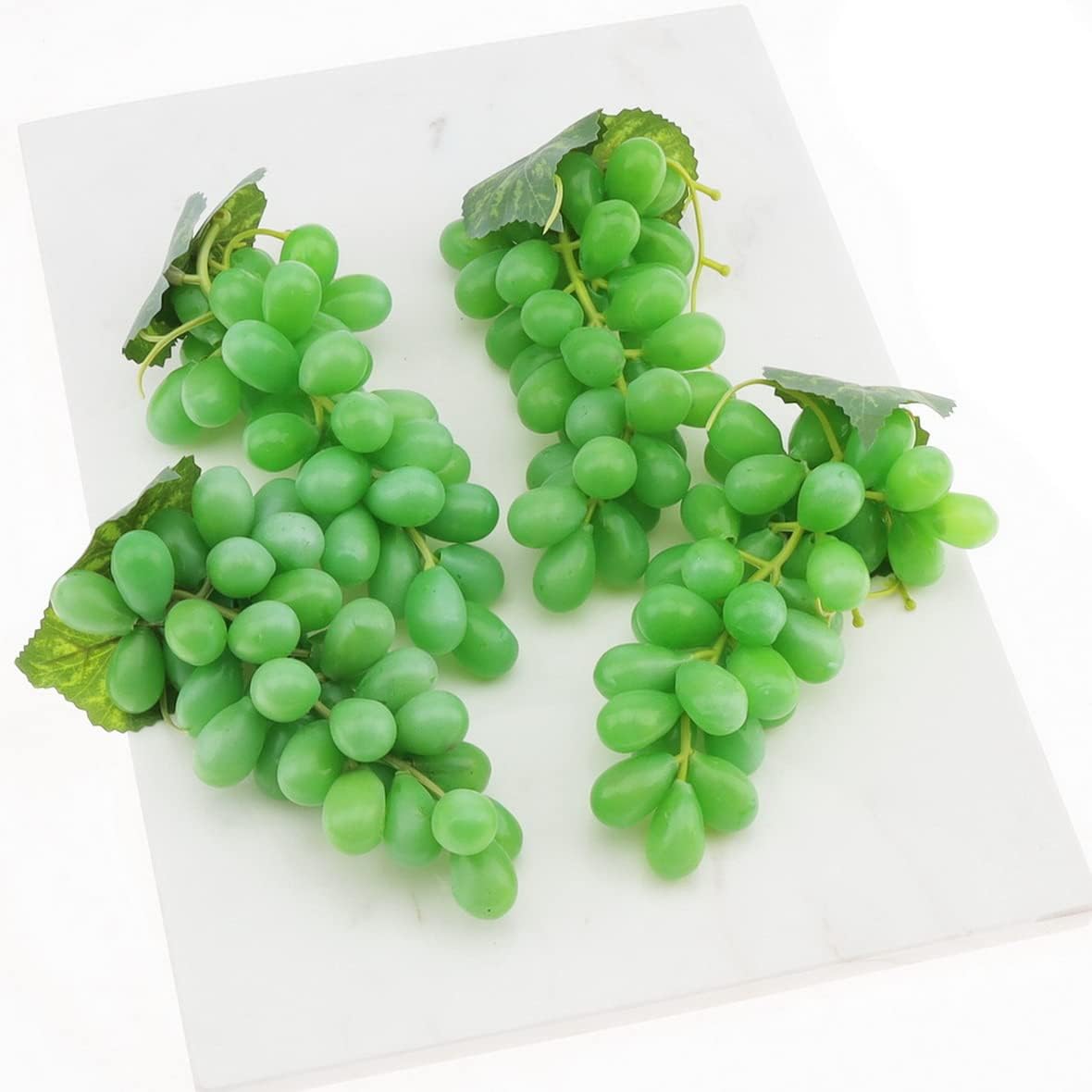 Woration 4 Bunches Artificial Grape Lifelike Simulation Fruit Decorative Fake Green Grapes with Vines Kitchen Party Garden Home Prop Cabinet Display (36 kernels)