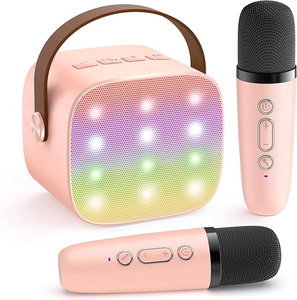 SingStar Karaoke Speaker and Two 2 Wireless Mics for Kids Toddlers Portable Toy for Girls Boys Ages 4, 5, 6, 7, 8, 9, 10+ Years (Pink)-image-35