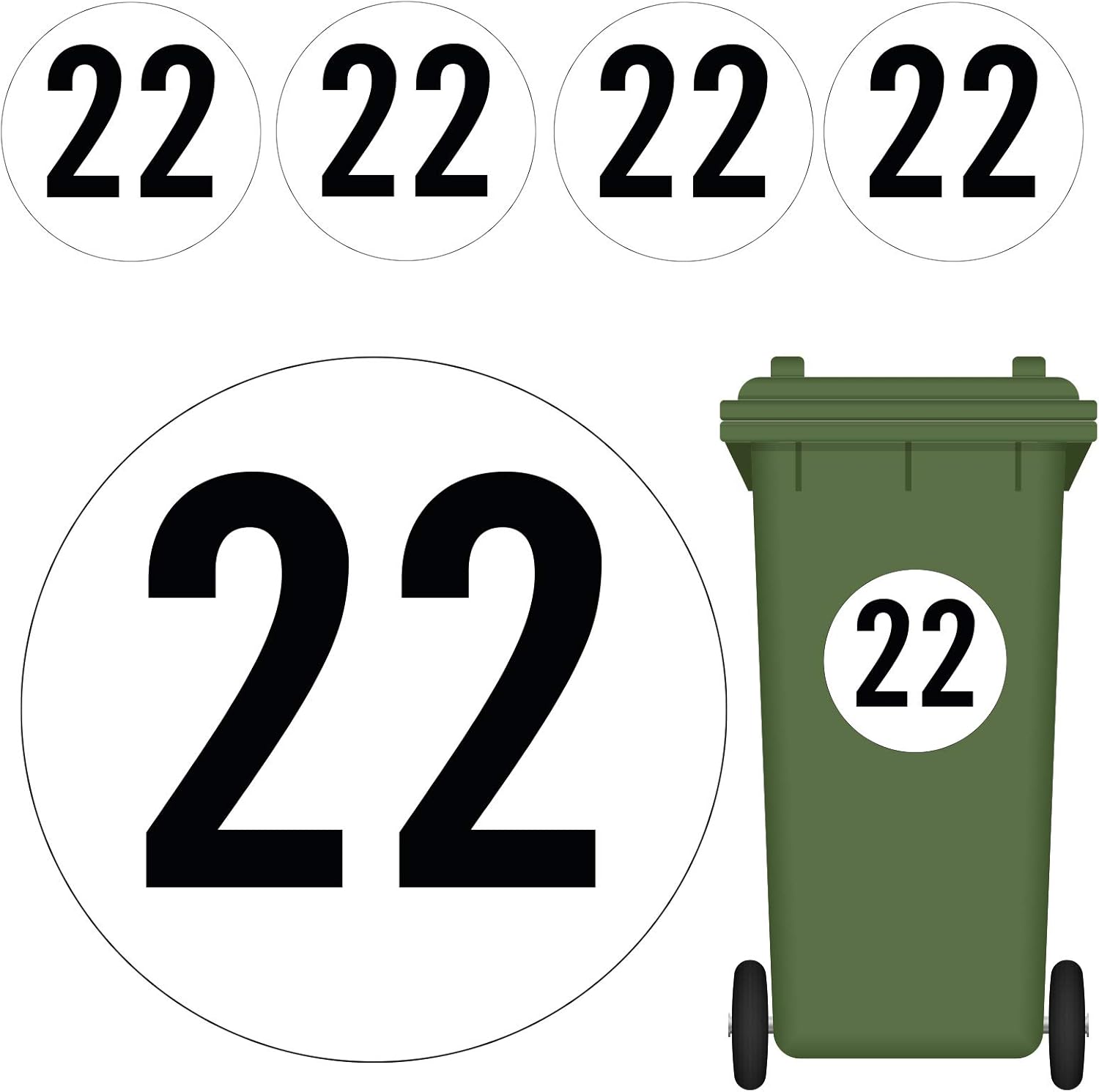 4 x Personalised Bin Custom House number Stickers Waterproof with House