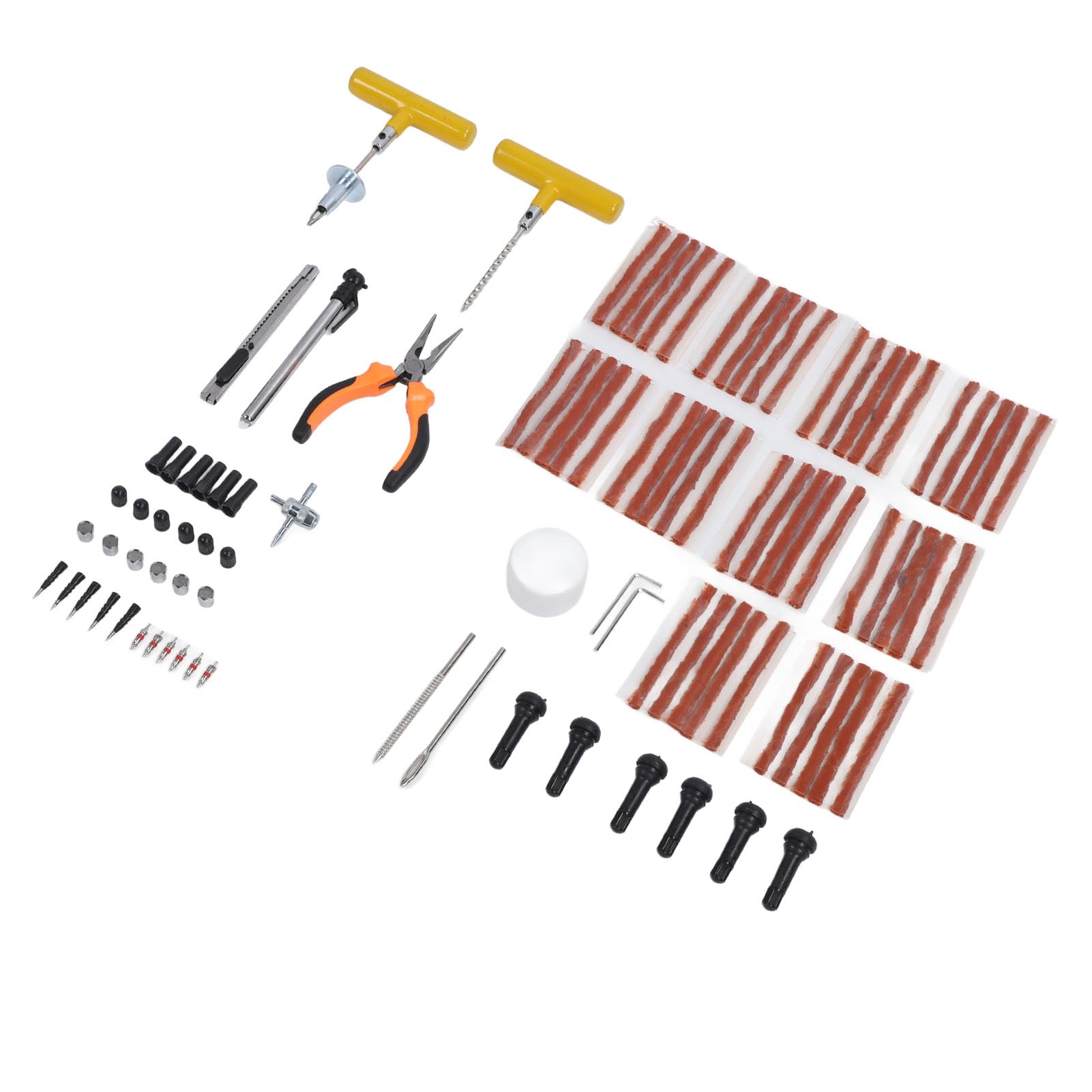 Kit di Riparazione Pneumatici, Strumenti per Forature Pneumatici Resistenti, Rapidi e Facili Usare per Auto, Moto, Camion, ATV, Trattori, con Assistente Universale per la