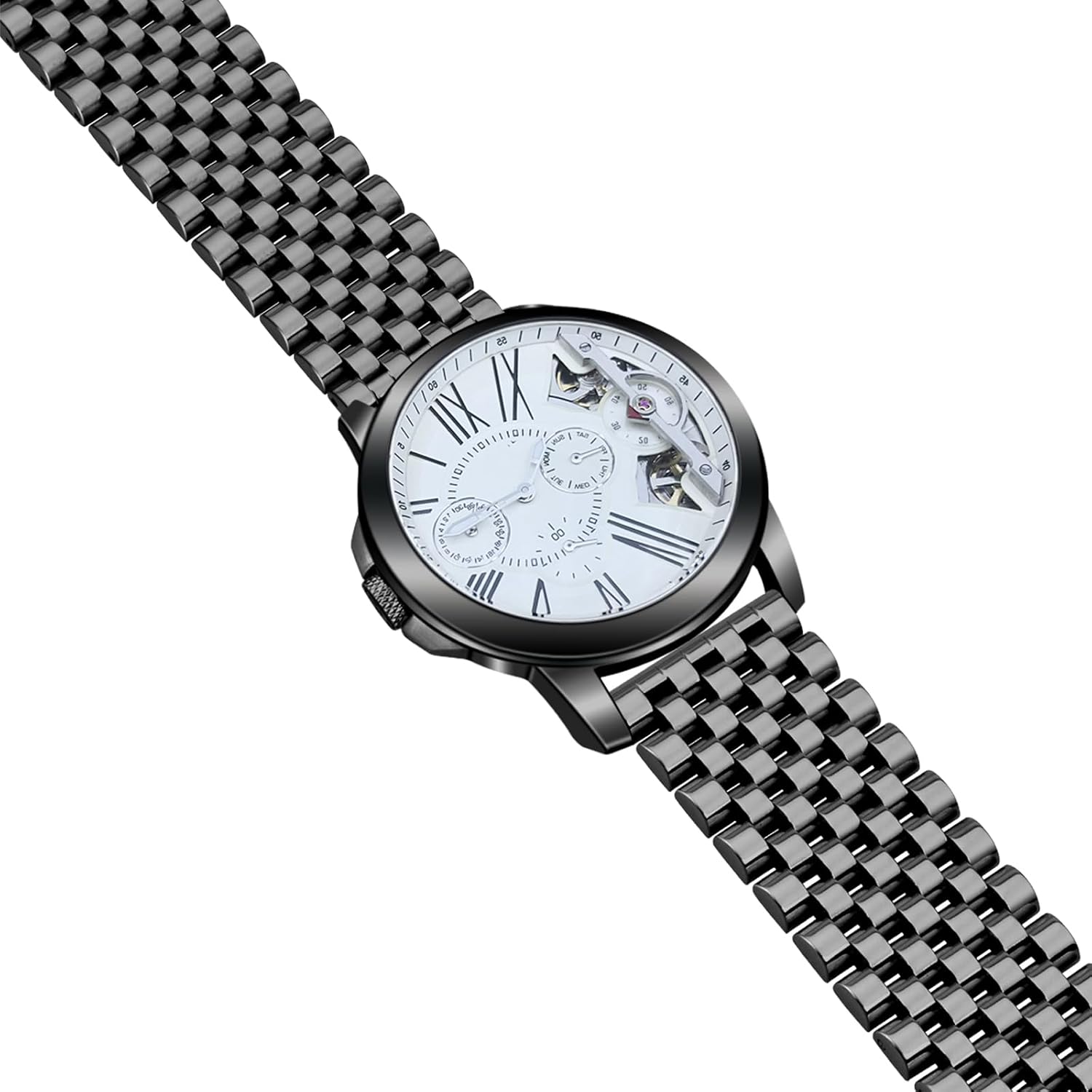 Juntan Stainless Steel Watch Band 20mm 22mm, 7 Half Beads Polished Brushed Watch Bands for Men Women, Metal Quick Release Watch Strap Watch Bracelet with Deployment Double Folding Buckle - Image 6