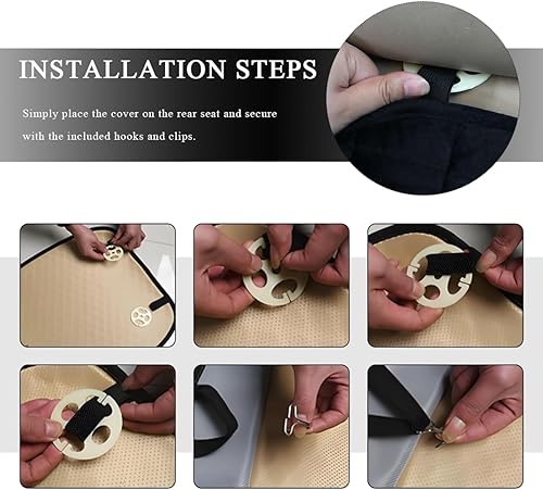 Miniatura 5 de Funda de lino para asiento de automóvil, protector de banco inferior antideslizante, almohadilla para asiento trasero con bolsillos de