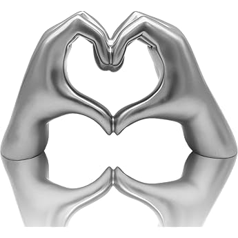 Huhote Heart Shape Hand Statue Heart Hand Sculpture Love Finger Decoration Heart Hands Statue Gesture Statues and Sculptures Romantic Statue Home Decoration for Living Room Room Office Silver