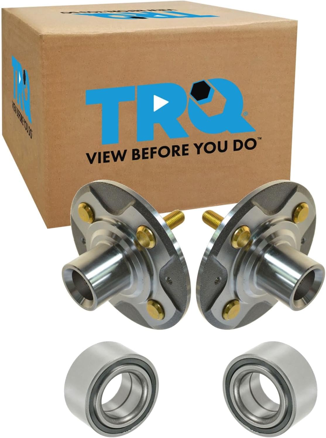 TRQ 2 Piece Front Wheel Bearing & Hub Kit Set Compatible with 2001-2005 Honda Civic