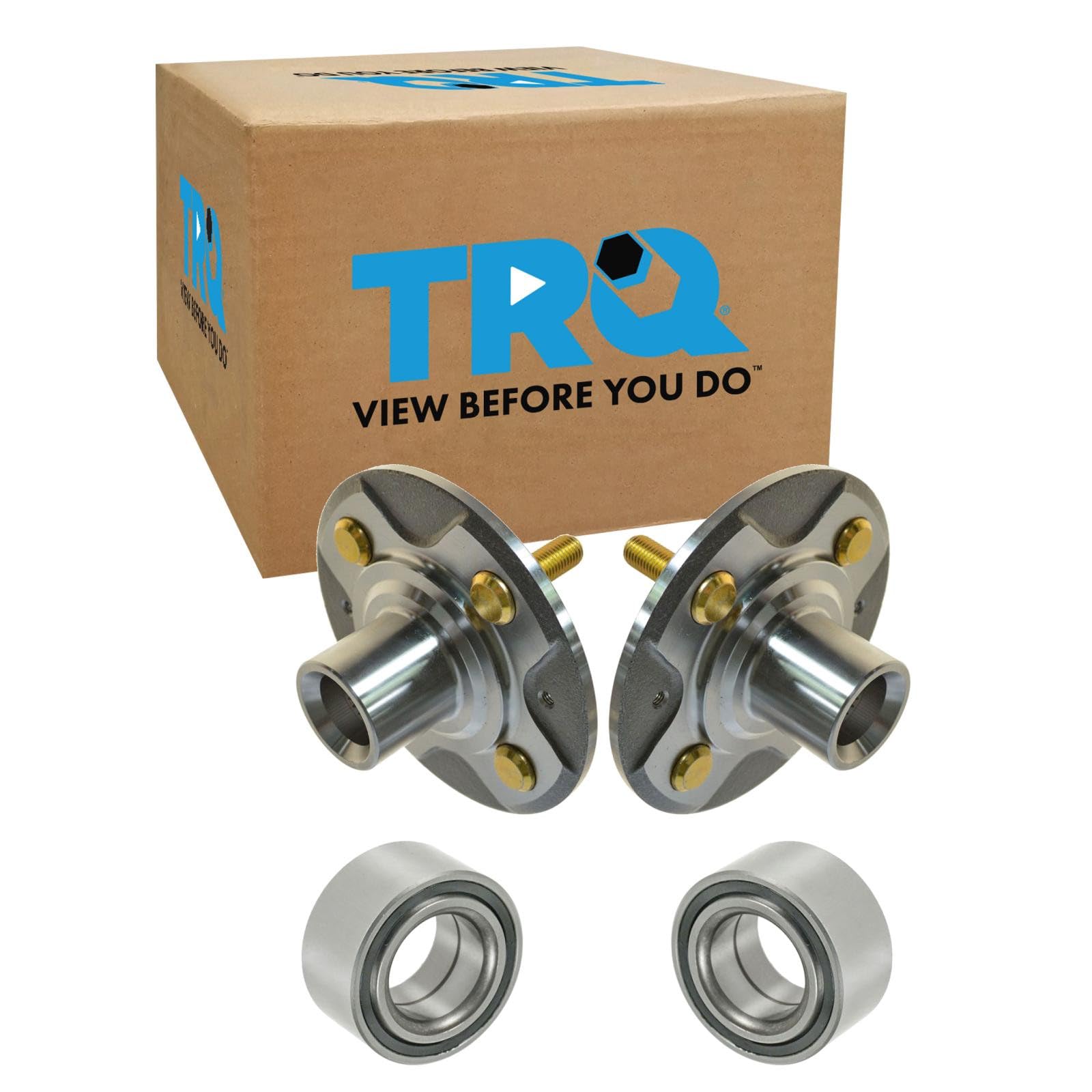 TRQ 2 Piece Front Wheel Bearing & Hub Kit Set Compatible with 2001-2005 Honda Civic