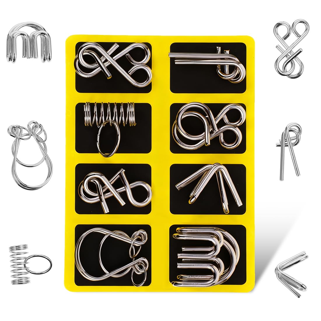 8-częściowy metalowy zestaw łamigłówek, metalowe puzzle, gry cierpliwości, gry zręcznościowe, łamigłówki dla dzieci, dla dorosłych, dzieci, nastolatek