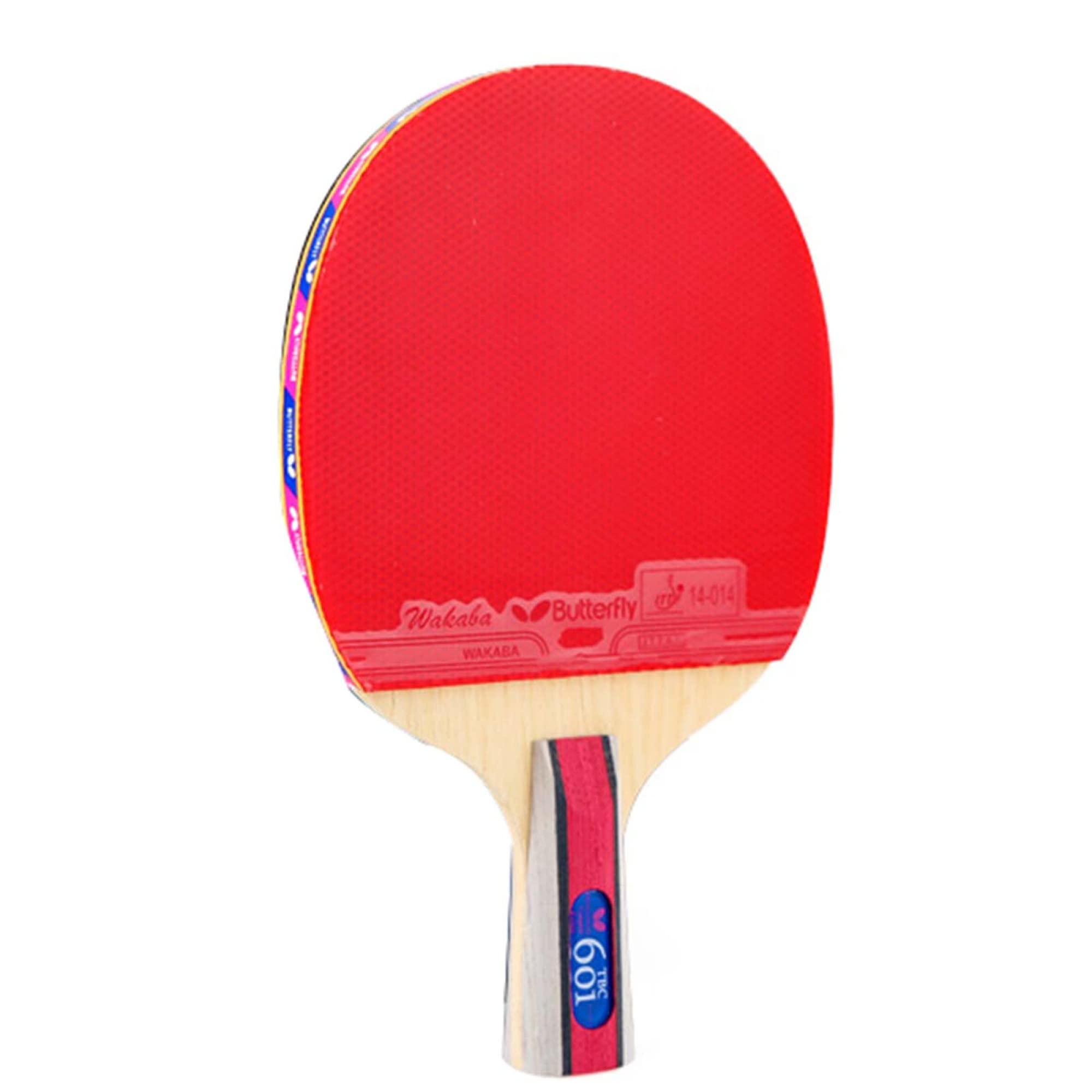 Mazza da ping pong, racchetta professionale, legno a 5 strati, con gomma approvata ITTF / 6 stelle/manico corto