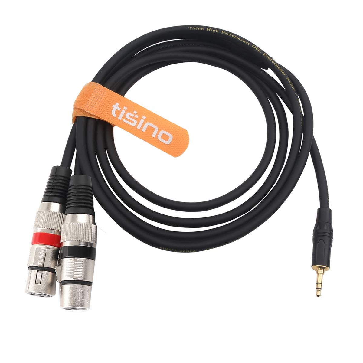 Tisino Podwójny kabel mikrofonowy XLR żeński do 3,5 mm TRS stereo, przewód rozdzielający Y do 2 mikrofonów, mini jack 1/8 do kamery, kamery wideo, rejestratora i profesjonalnego sprzętu audio-1m