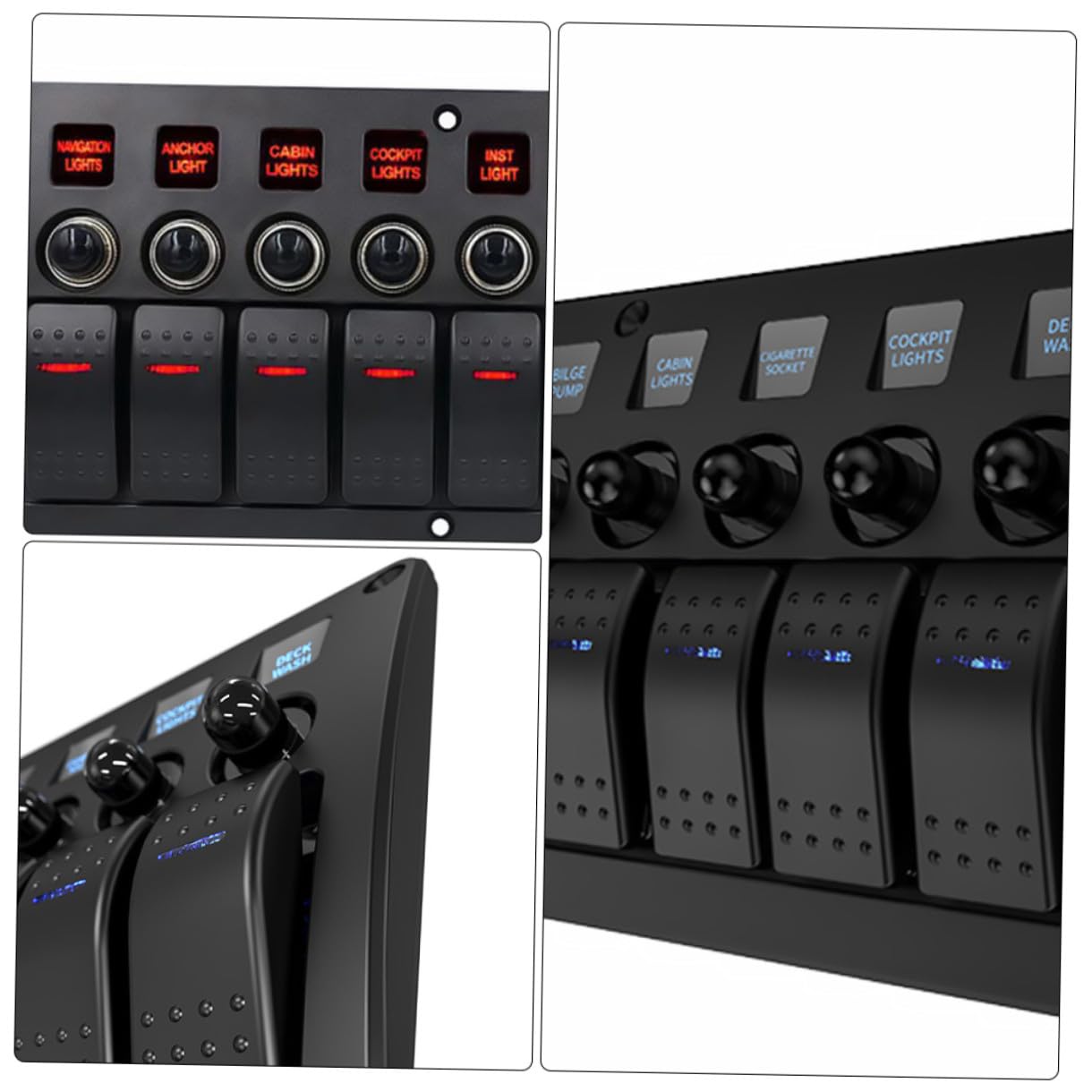 Panel de Interruptores de Barco 8 Posiciones, Control de 8 Aparatos, para Vehículos y Barcos, Panel de Mando 12v/24v
