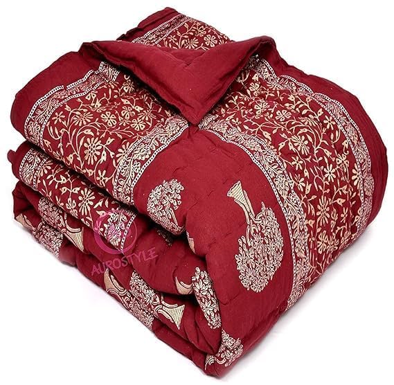 Image of Jaipuri Cotton Razai Double Bed Quilt - Soft AC Floral Print for Winter (Design 6, Single Bed)