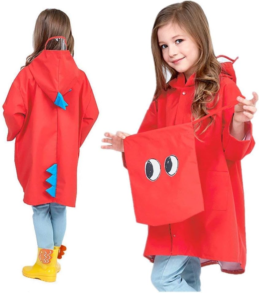 Excefore Children Raincoats, Kids Cartoon Raincoat Children's, Reusable Raincoat with Hoods Hat and Sleeves Rain Cloak Perfect for Protect Your Child Size L