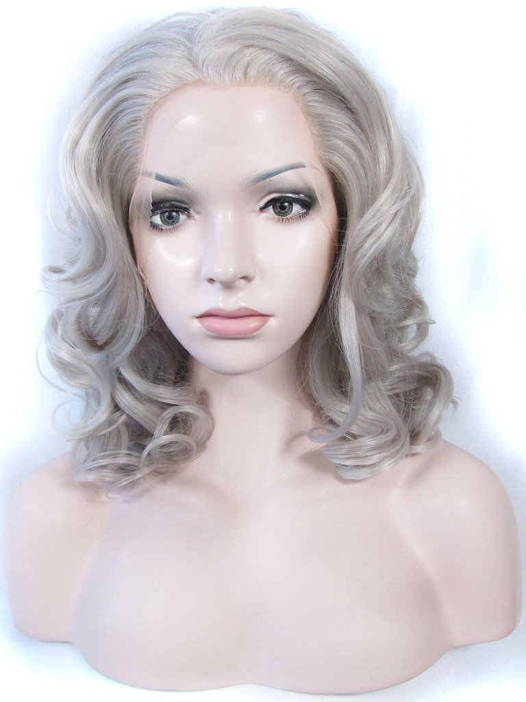 IMSTYLE Grey Lace Front Wigs Short Bob Wavy Gray Wig for