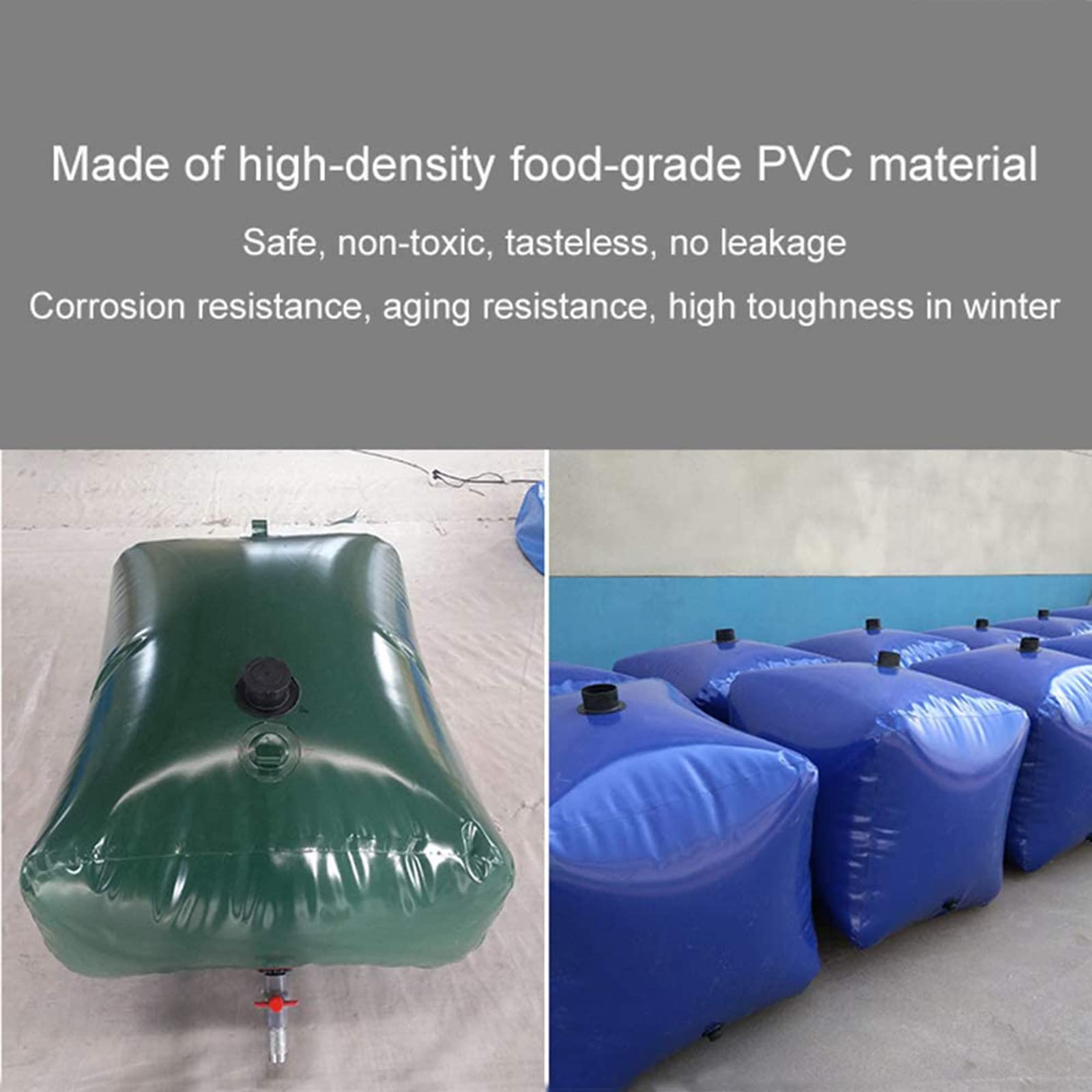 drado Water Container, 1000L Portable Water Bag, Water Storage with PVC Ball Valve, Thickened Foldable, Applicable to Liquid Storage and Transportation, Garden, Agricultural Emergencies