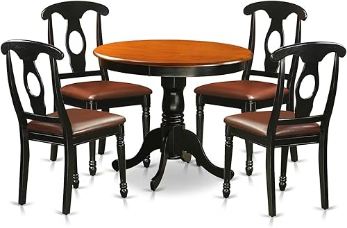 Miniatura 11 de East West Furniture ANKE3-WHI-W - Juego de mesa de comedor de 3 piezas contiene una mesa de cocina redonda con pedestal y 2 sillas de comedor, 36 x