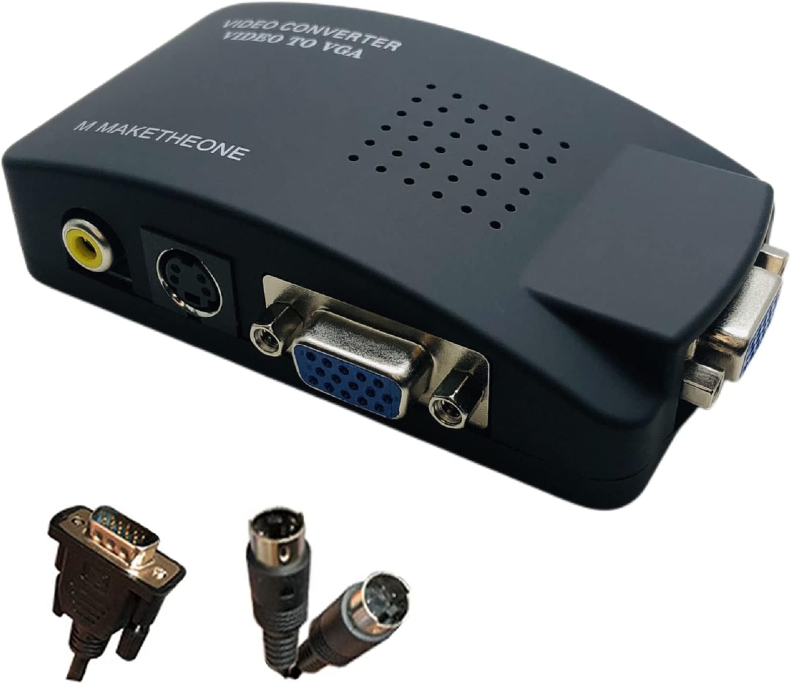M MAKETHEONE RCA to VGA Adapter, Composite AV S-Video RCA Input to VGA Female Output Converter, Transfer Video Graphic Signal from CCTV PC Laptop DVD DVR VCR TVBox to Monitor Projector Computer