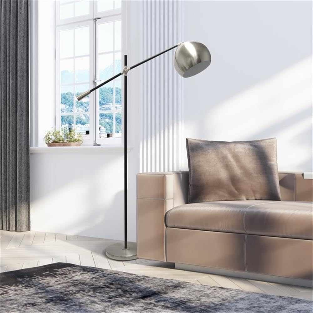 Simple Designs LF1024-BSN Pivot Arm Floor Lamp, Brushed Nickel, 11" L x 37" W x 59" H