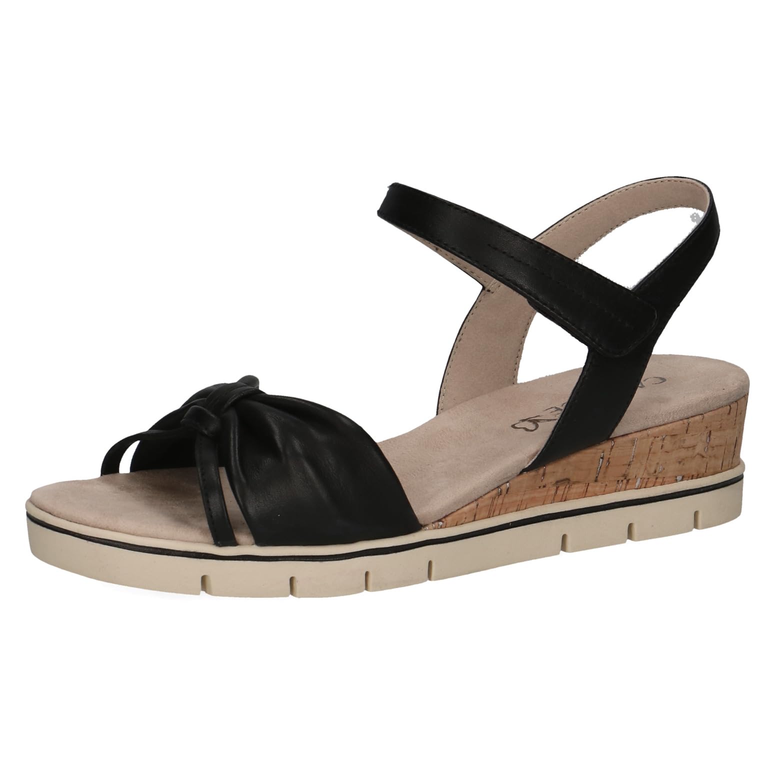 CAPRICE Women Sandals Heeled Leather with Footbed, Black (Black Nappa), 6.5 UK