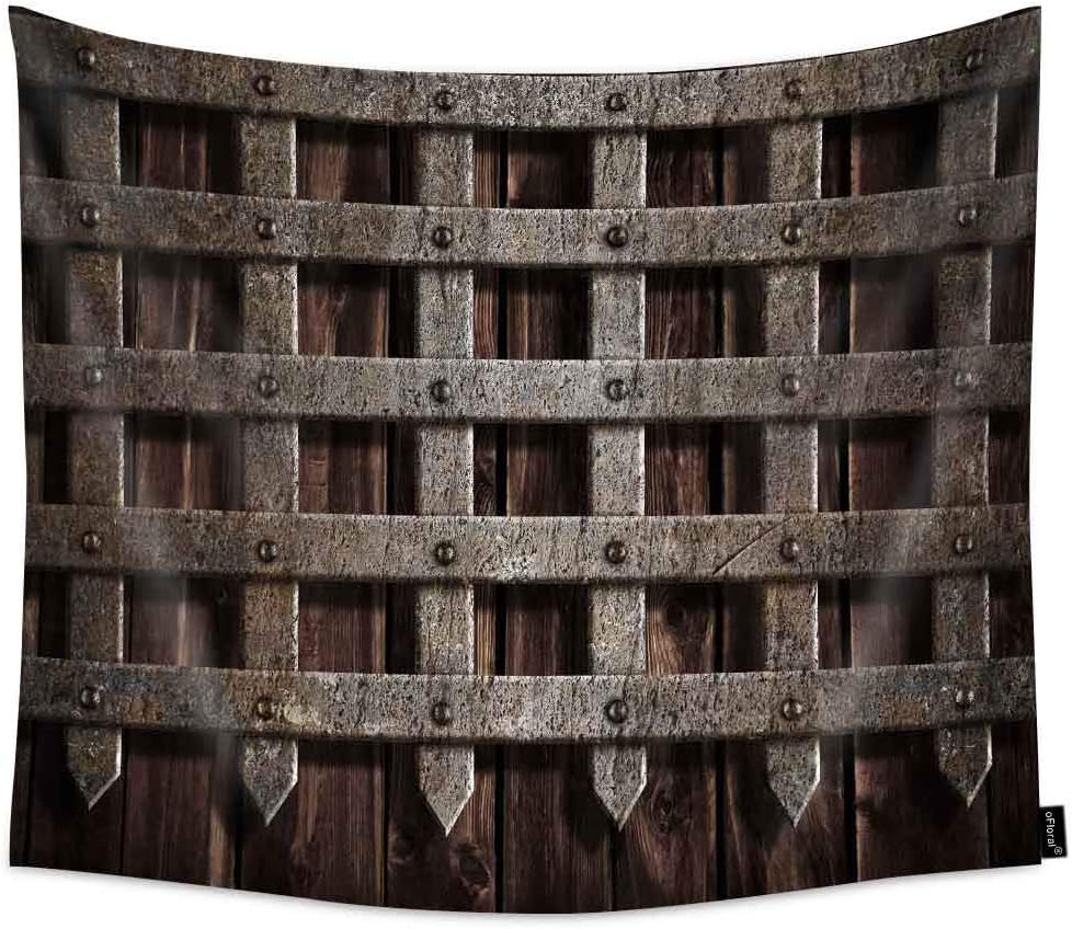 oFloral Medieval Castle Wall or Metal Gate Tapestry Wall Hanging Tapestries for Kids Bedroom Living Room Dorm Home Décor 40x60 Inches