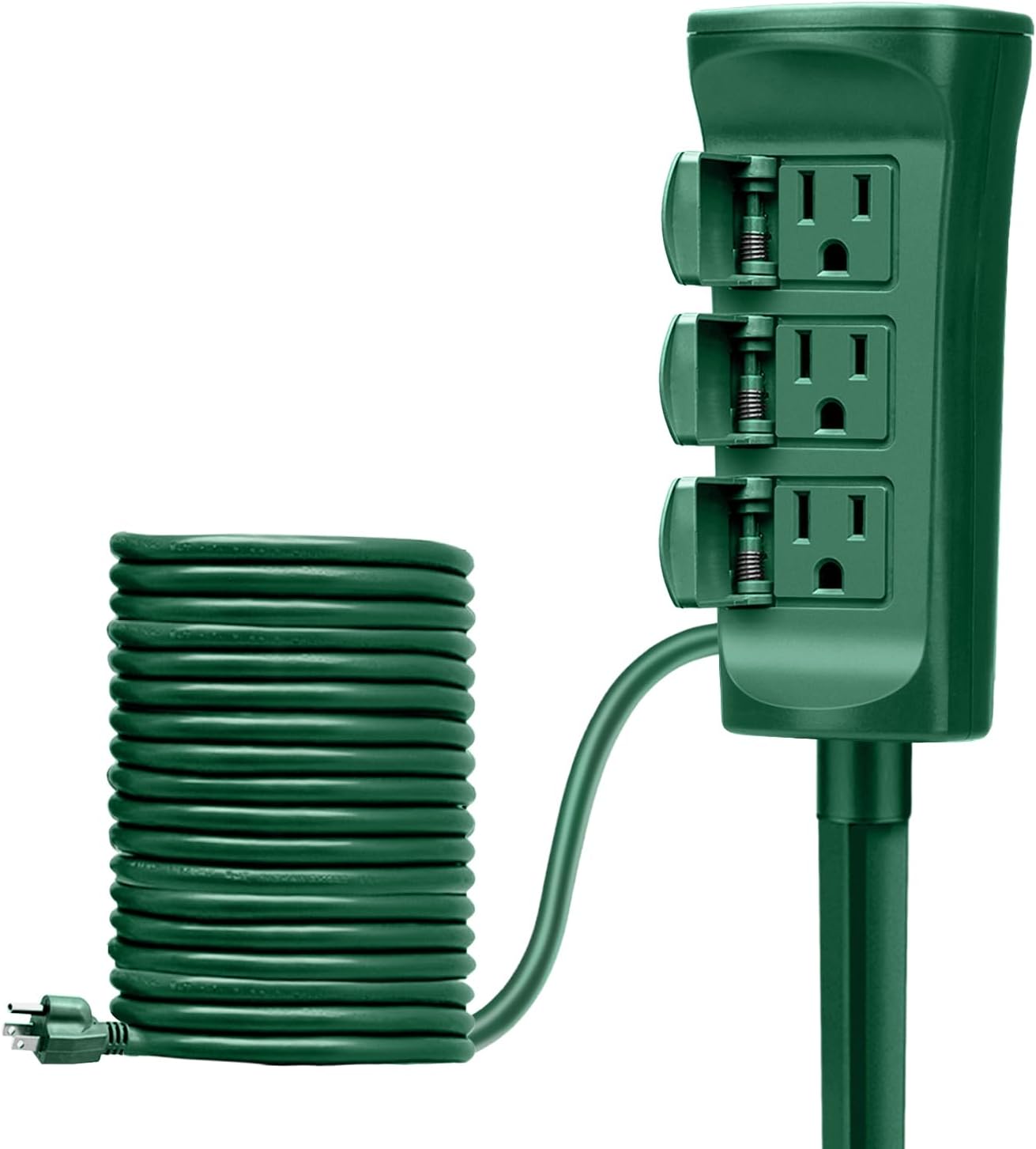 BESTTEN 20ft Cord 3Outlet Outdoor Power Stake, Weatherproof Power