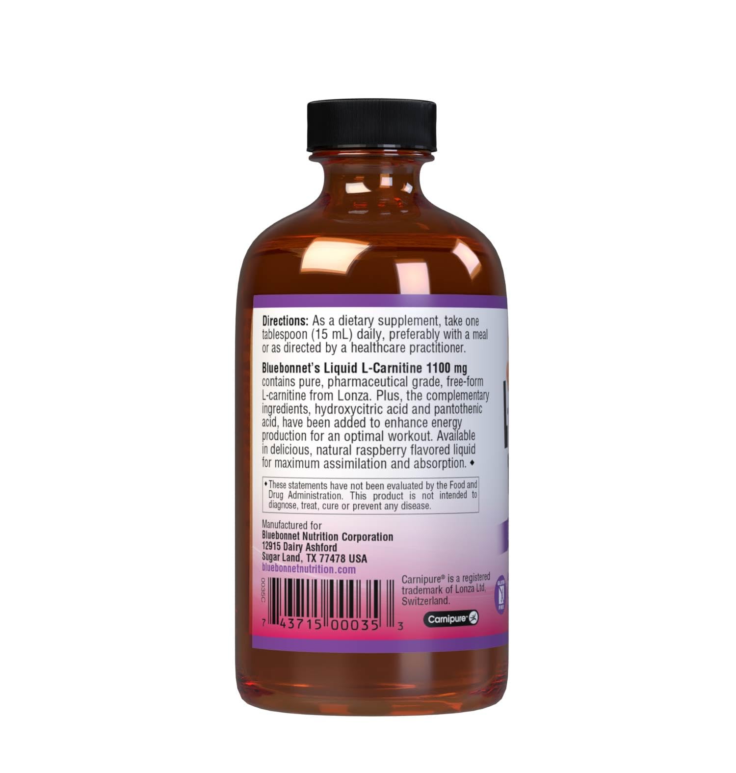 Amazon.com: Bluebonnet Liquid L-Carnitine 1100 mg, Raspberry, 8 Fluid Ounce  : Health & Household