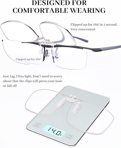 Miniatura 3 de LUFF Lentes de lectura con clip anti-azul que pueden voltear para mujereshombres