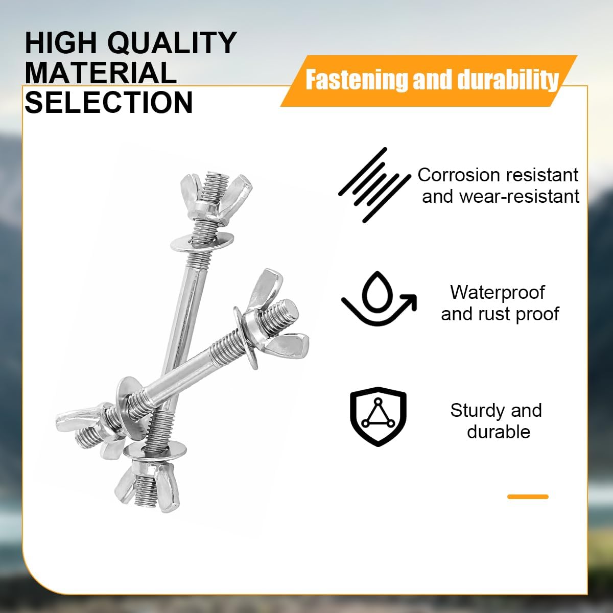 2PCS Car Air Cleaner Stud Kit, Stainless Steel Vehicle Air Cleaning Mounting Bolt, Performance Automotive Carburetor Stud Wing Nut Adapter Set Accessories, Universal Fit (5.91 x 0.20 inches)