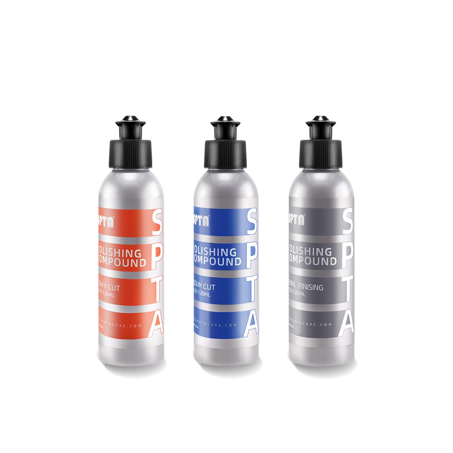 SPTA 120ml Heavy Cut & Medium Cut & Finish Polishing Compound Sets,Car Scratch & Swirl Remover Rubbing Compound, 3-Step System for Scratch Removal, Swirl Elimination & Mirror-Like Finish (4.06 oz)