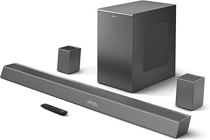 PHILIPS Soundbar TAB8967 7.1 Ch (5.1.2) Real Surround, Dolby Atmos, Wireless Subwoofer, UP-Firing Speakers, Wireless Rear Speakers, AI Voice Assistant, 780W (Black)