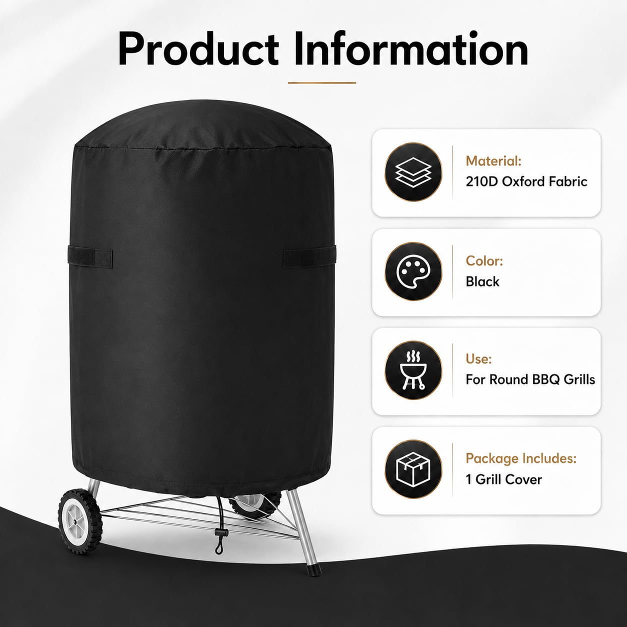 Copertura Barbecue per Char-Broil Kettle 18.5in 2012-2025 | Rotonda Telo Grill Esterno Impermeabile Resistente Meteo Oxford Durevole Coulisse Regolabile Giardino Terrazza Patio Anti-UV