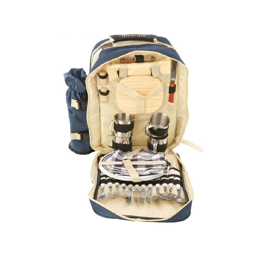 Mochila de Picnic para 4 Personas, con Manta de Plumas y Compartimento Fresco, Suave y Apta para Playa/Picnic