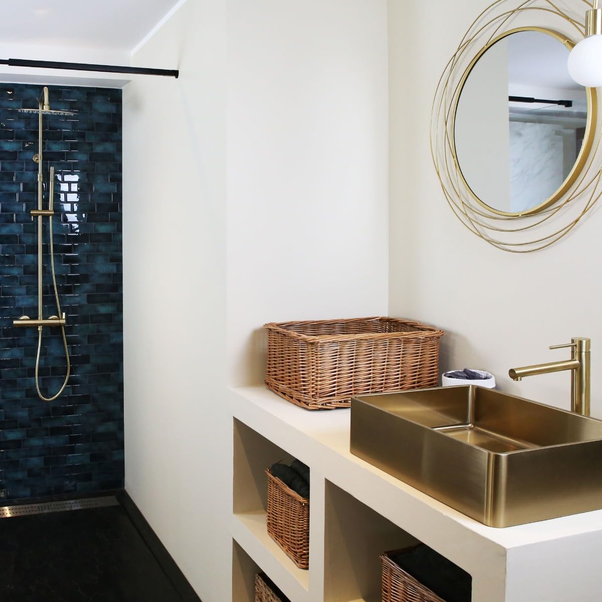 Essebagno 9025614 Delice II mechaniczna kolumna prysznicowa szczotkowana złota 300