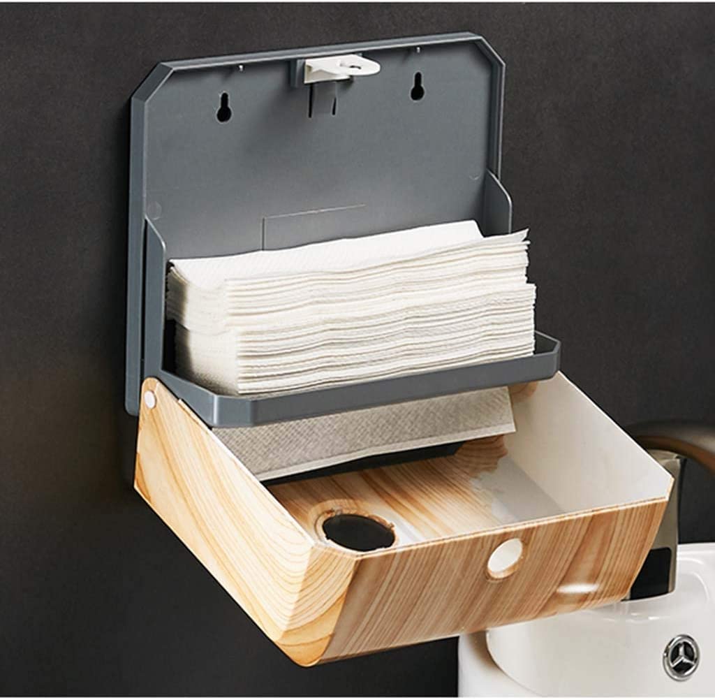 Baño Dispensador de Toallas de Papel de Montaje en Pared con Soporte para pañuelos de baño con Llave Dispensador de Toallas de Mano de plástico sin Perforaciones para el hogar y la Cocina Comercial