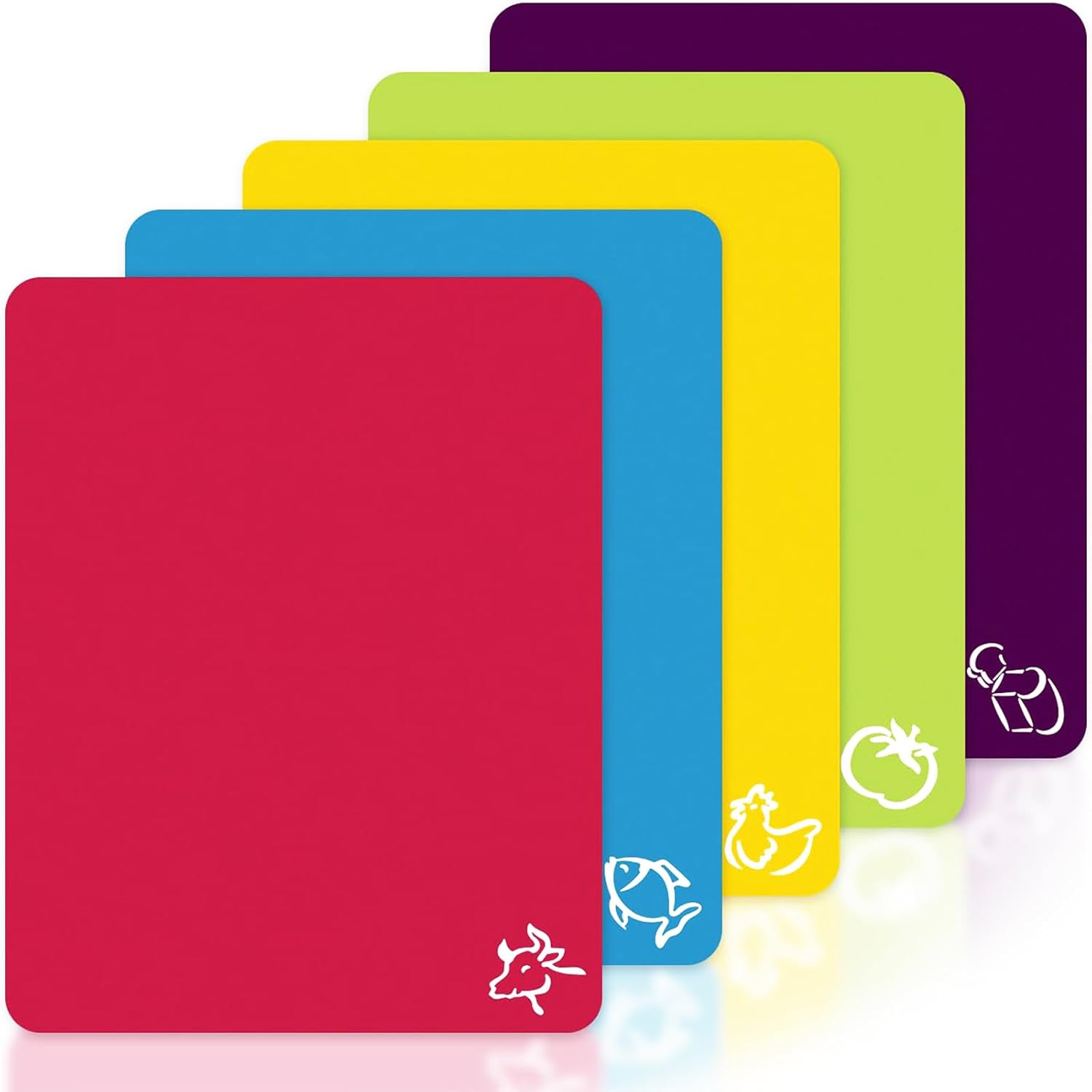 5Pcs Flexible Cutting Boards, BPA Free Plastic Cutting Boards Mats for Kitchen, Non Slip Cutting Mat for Meat and Vegetables