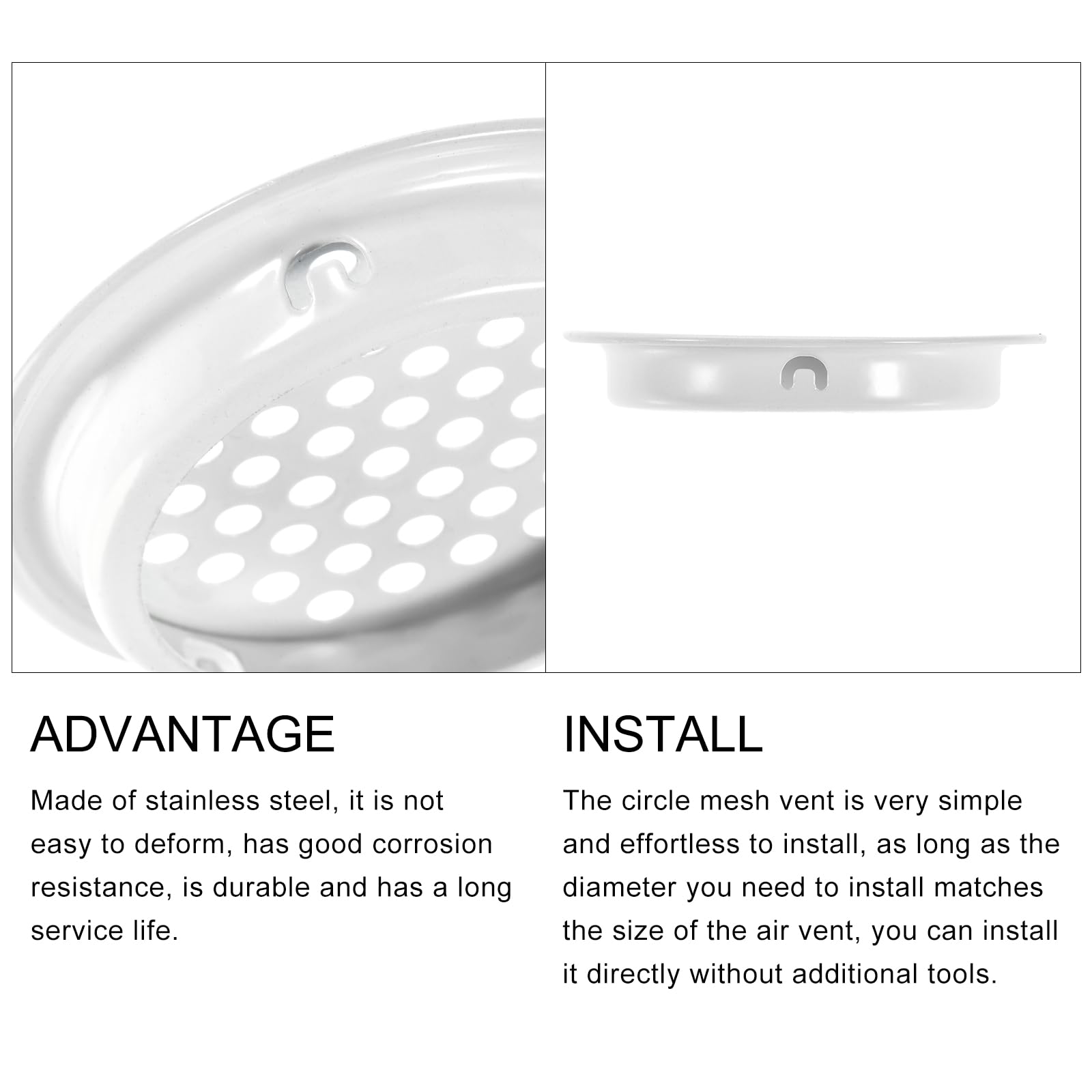METALLIXITY Round Air Vents(Fit 53mm/2.09" Dia.) 5Pcs, Stainless Steel Circle Soffit Airflow Vent Wall Mesh Vent Cover - Image 4