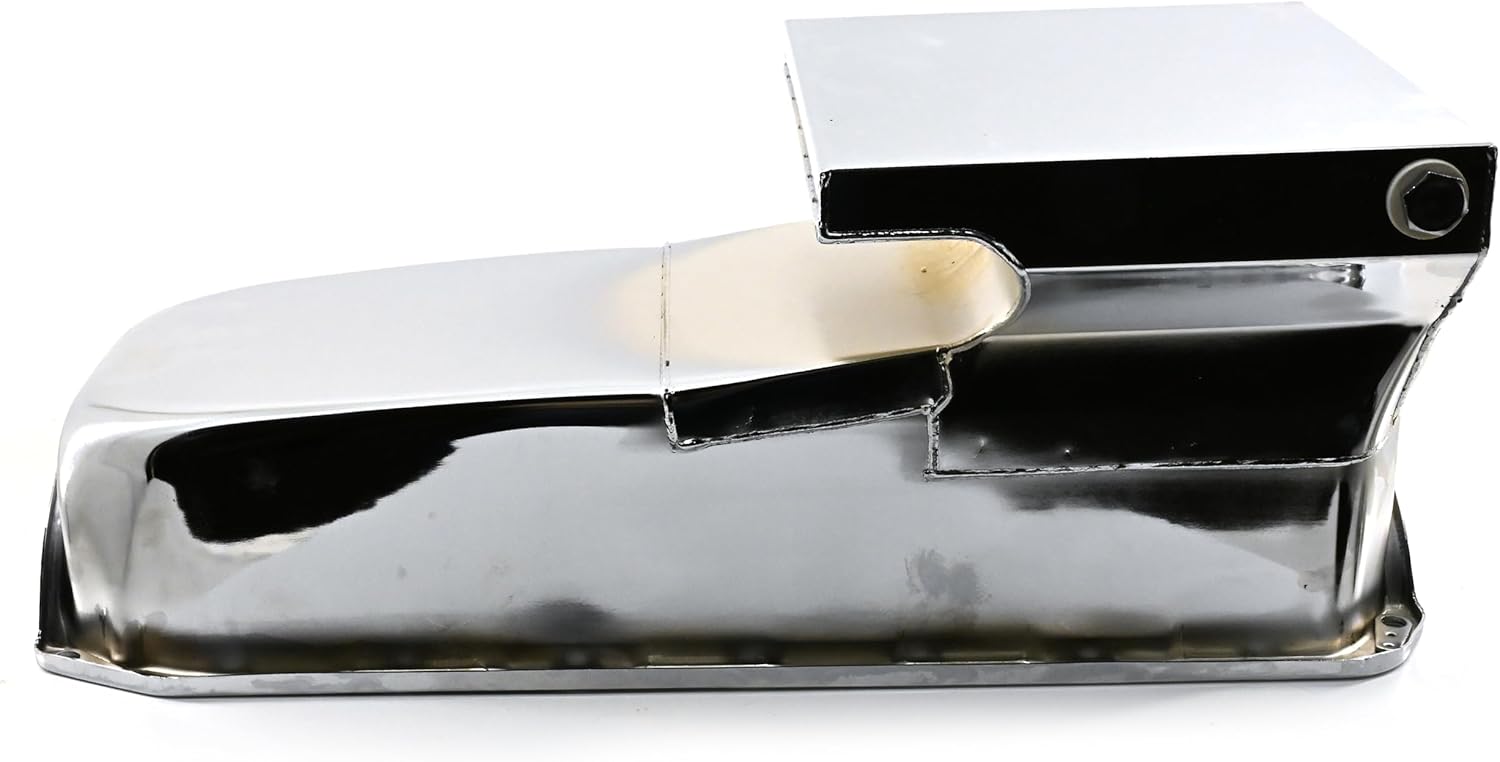 Steel Racing Oil Pan Fits 1962-67 Chevy II/Nova SB 283-305-327-350-400 – 6 Qt Capacity – Chrome Finish