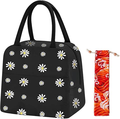Bolsa Termica Porta Alimentos Con bolsa para cubiertos, 6L Bolsa pequeña para nevera, Bolsa del Almuerzo, Impermeable, Bolsa con Aislamiento Térmico para Trabajo, Clase, Salidas (Negro)
