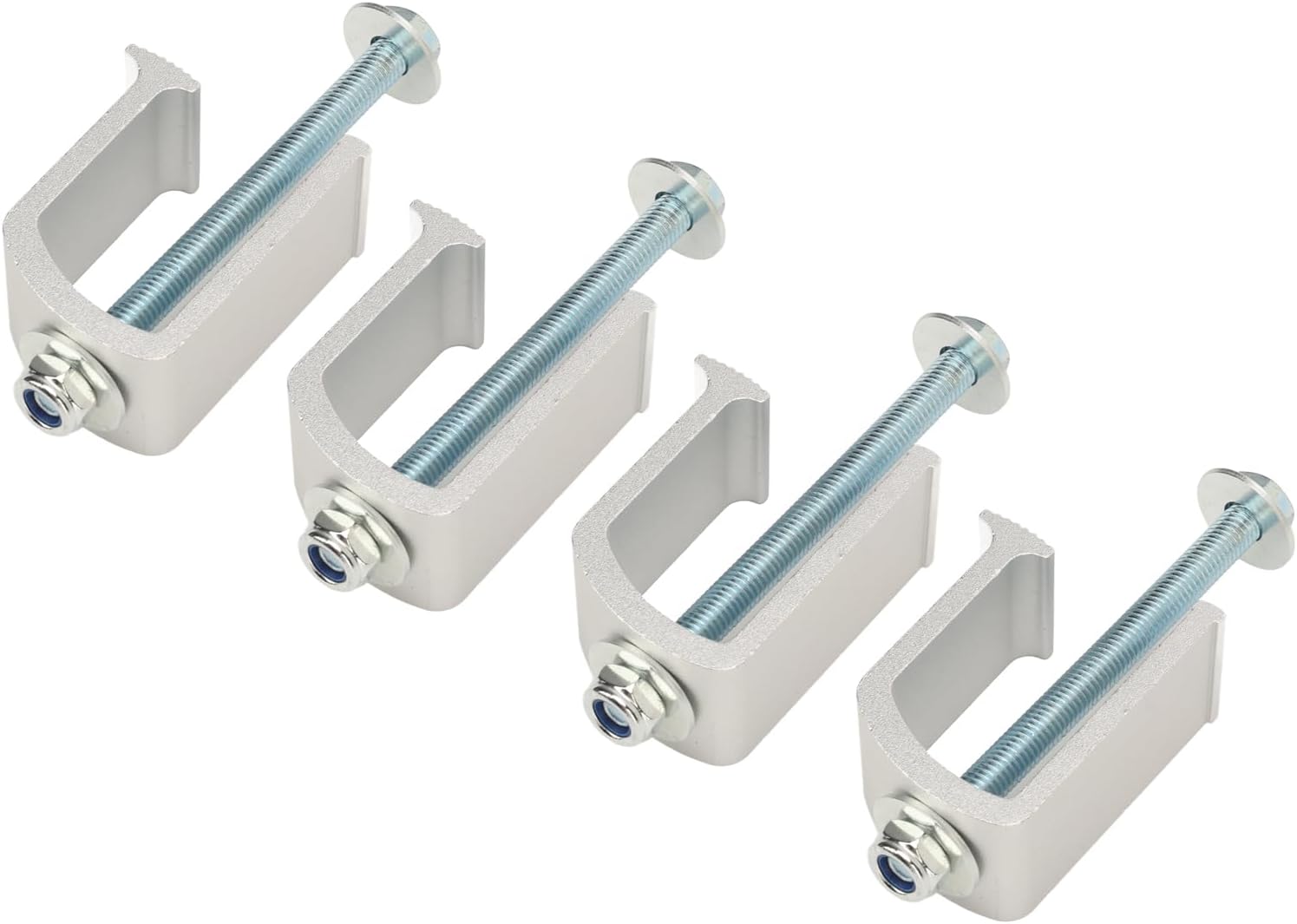 Bediffer 4 Sets Truck Tool Box Clamp Rust Proof Aluminum Long Durability Tie Down Clamp for Vehicles (Silver)