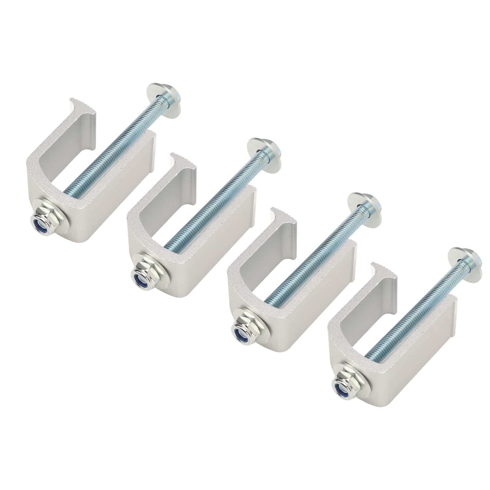 Bediffer 4 Sets Truck Tool Box Clamp Rust Proof Aluminum Long Durability Tie Down Clamp for Vehicles (Silver)