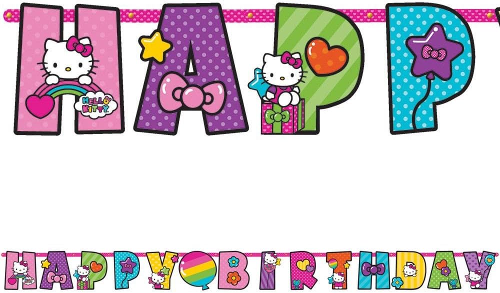 Jumbo Add-An-Age Letter Banner | Hello Kitty Rainbow Collection | Birthday, 10 1/2' x 10", Multicolor