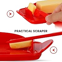 Vista 4 de Mantequillera con tapa y cuchillo, versátil y elegante plato de mantequilla para encimera y refrigerador, soportes cubiertos para barra