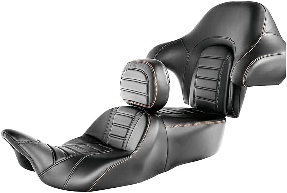 Driver Passenger Seat Rider Backrest Compatible With Harley Electra Glide 2014-2021(Black orange1)