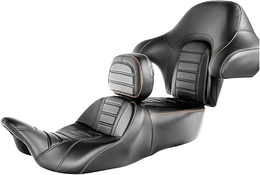 Driver Passenger Seat Rider Backrest Compatible With Harley Electra Glide 2014-2021(Black orange1)