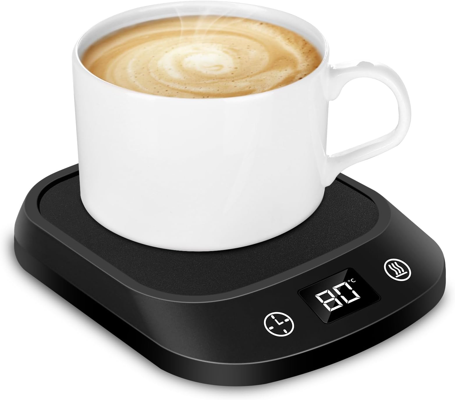 Mug Warmer for Desk with 4 Temperature Settings,Smart Cup Warmer with 12-Hour Programmable ON/OFF Timer,Smart Coffee Warmer with Scheduling Feature, Coffee Cup Warmer with LED Digital Display (Black)